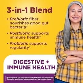 Nature Made Triple-Action Biotics, Prebiotic Fiber Gummies, 100 Gummies | Digestive Probiotics for Women and Men, Gut and Immune Health Support, Veget
