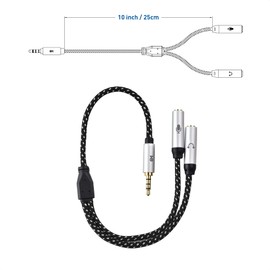 Cable Matters 2-Pack 3.5mm Male to Dual Female Headphone Splitter Cable (3.5mm Headset Splitter, Headphone Mic Splitter Cable) – 0.2m / 10 Inches