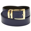 Men's Belt Reversible Wide Bonded Leather Gold-Tone Buckle BLACK/Navy Blue