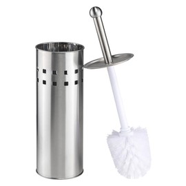 Bambelaa! Toilet Brush with Holder Toilet Brush Holder Standing Silver Stainless Steel Silver White