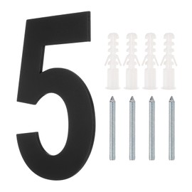 sourcing map 6 Inch Floating House Number, Stainless Steel Metal Modern House Number for Outside Address Sign for House with Nail Kit for Mailbox Yard Home Front Door (Number 5, Matte Black)