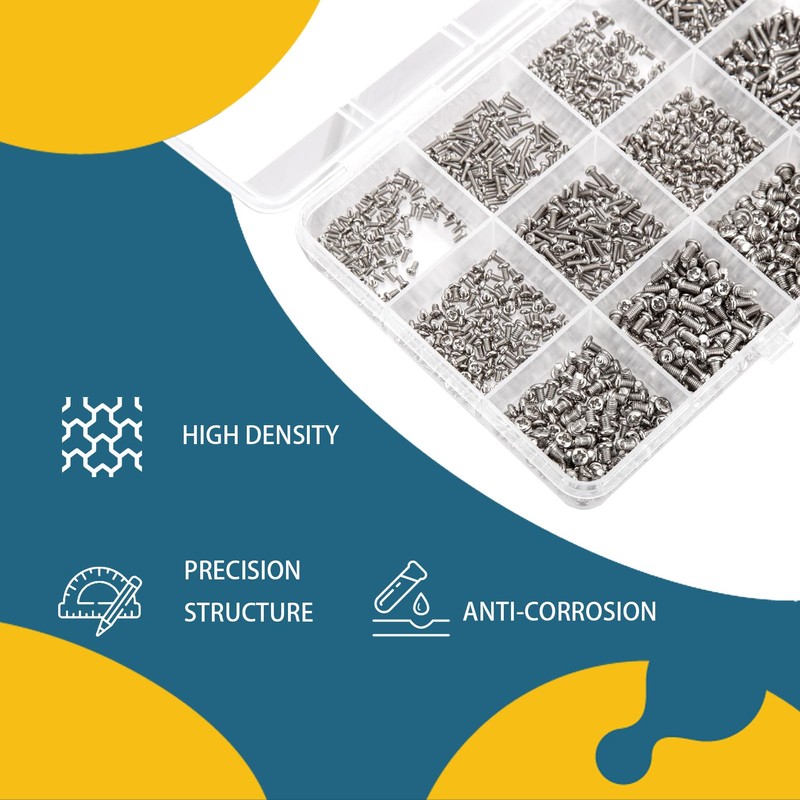 woshilaoDS 1140 Pcs Tiny Screws for Electronics, M1.4 M1.6 M1.7