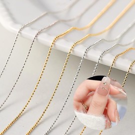 4pcs nail ball chain nail chain gold nail parts chain 4 kinds nail parts chain nail chain fine ball chain silver ball chain nail stone chain extra fine chain silver gold cuttable thin silver