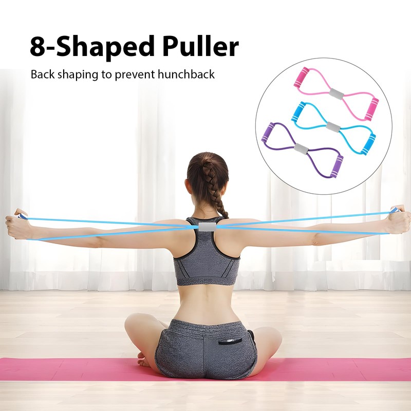 atnayo 3 Pcs Figure 8 Resistance Band,Resistance Bands with Handle(pink+blue+purple)