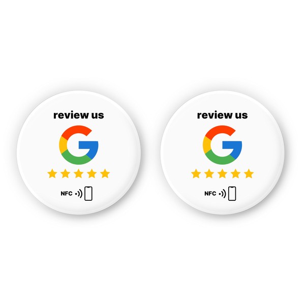 2X “Review us” on Google NFC Stickers – 3 cm Ø