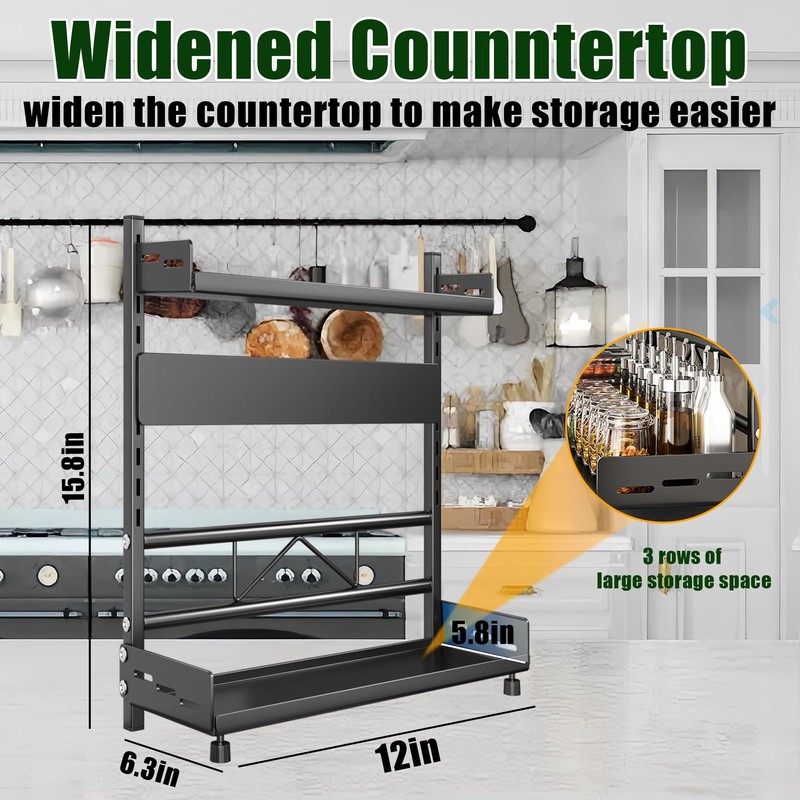 Spice Organization for Cabinet | 2 Tier Standing Height-Adjustable Spice
