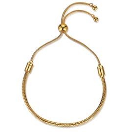 ARICHDUDE Charms Bracelet for Women Men 3mm Snake Chain Bracelet Birthday Christmas DIY Jewelry Gift Adjustable Size(gold)