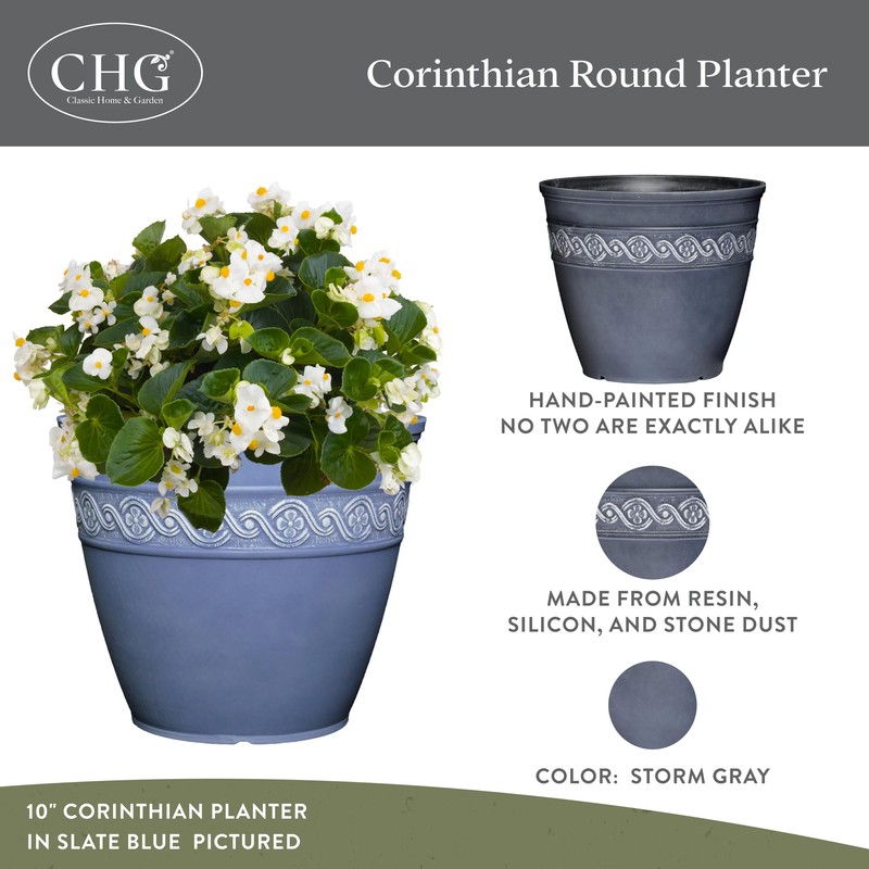 Classic Home and Garden Corinthian Resin Planter Pot - Outdoor
