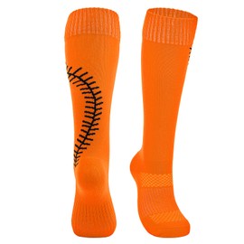 American Trends Softball Socks for Youth Girls & Adult Baseball Softball Socks Athletic Socks with Stitchs Youth Girls, Orange, Large