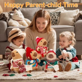 WAKSUN Capybara Plush with 10 Pcs Clothes & Accessories,Christmas Stuffed Animals, 10.2 in Cute Capybara Plush Toys,Birthday Gifts&Dress Up Cute Plushies for Boys/Girl Gifts (Christmas Yellow)