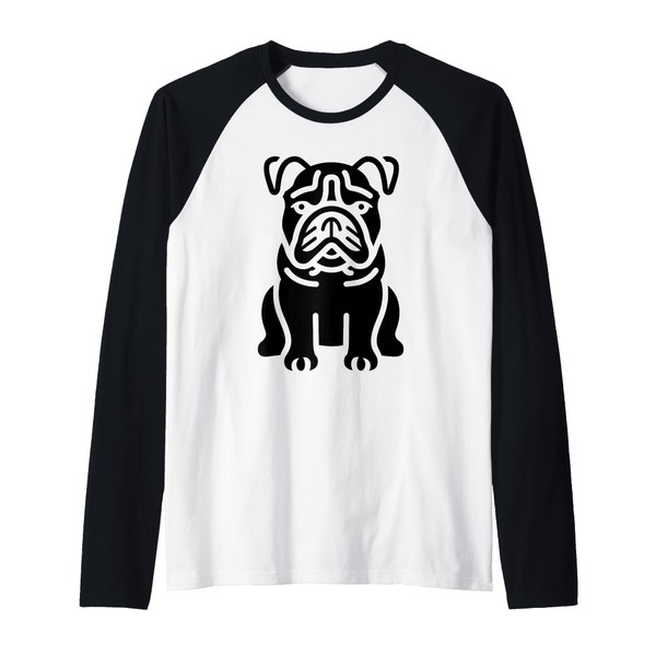 FUUNY Cute Bulldog Minimalist Dog Simple Bulldog Raglan Baseball Tee