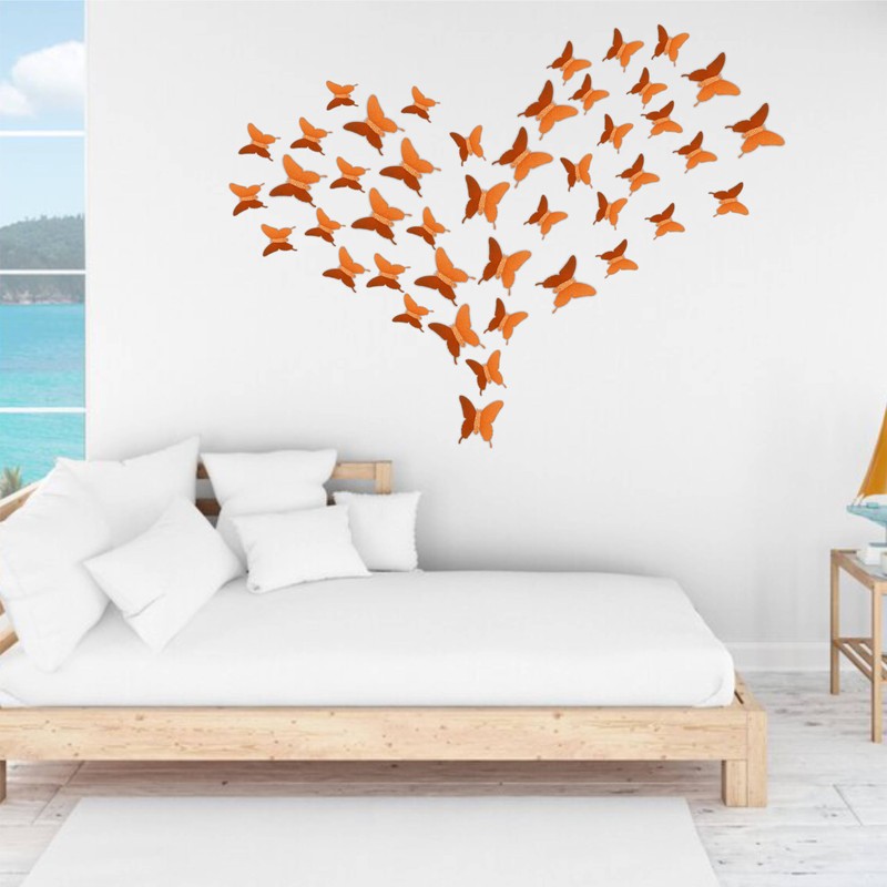 Glitter 3D Butterfly Wall Stickers - Orange
