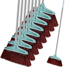 Lasnten 8 Pcs Heavy Duty Broom Commercial Set 49" Stainless Steel Detachable Handle Indoor and Outdoor Floor Brooms for Home, Garage, Kitchen, Office, Patio Cleaning, Warehouse
