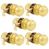 Probrico Round Door Knobs Passage Lock Polished Brass for Closet