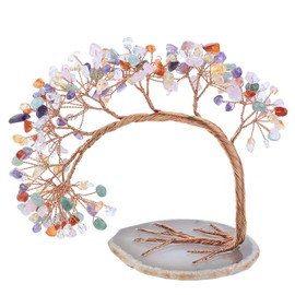 Nupuyai Colourful Crystal Tree Feng Shui Gemstone Tree of Life, Lucky Tree, Money Tree, Gift, Wedding, Decoration, 4.5-5.2 Inches