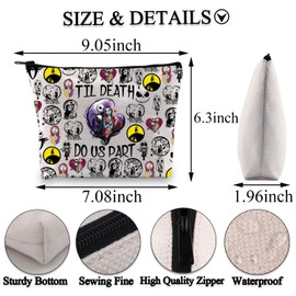 BDPWSS Nightmare Cartoon Movie Inspired Gift Skellington Makeup Bag Til Death Do Us Part Sally & Jack Couple Wedding Gift (death part bag)