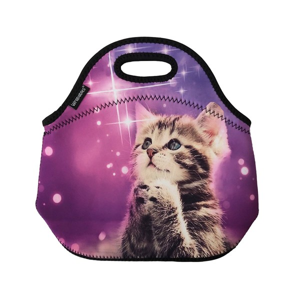 Wrapables Insulated Neoprene Lunch Bag, Cute Kitty