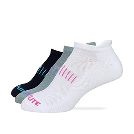 Top Flite Ladies Ultra Dri Low Cut Heel Tab Socks 3 Pair Pack (Medium, Black/White/Grey)