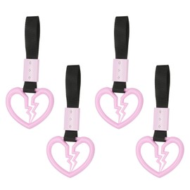 PATIKIL 4Pcs Broken Heart Shaped Car Handle Straps, Car Hanging Accessories Bumper Warning Ring Drift Charm for Auto Decor Interior Exterior Decoration, Pink