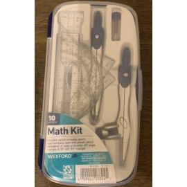 Wexford 10 Pcs Math Geometry Kit Set Compass Precision Tool Protractor Triangle Angle