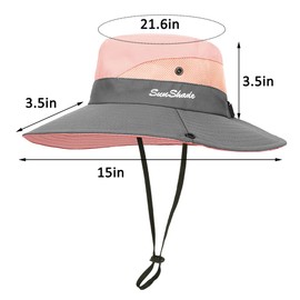 ECOMBOS Womens Sun Hats Wide Brim UV Protection Mesh Foldable Ponytail Bucket Fishing Hat Beach Cap for Fishing Hiking Gardening Outdoor Pink