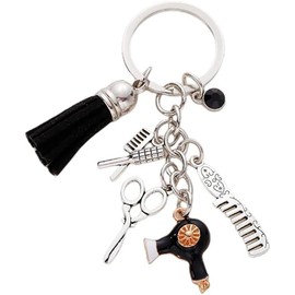 Colorful BLING - Peine de tijera para secador de pelo con borla y estilista de diamantes para peluquero, Negro -, M