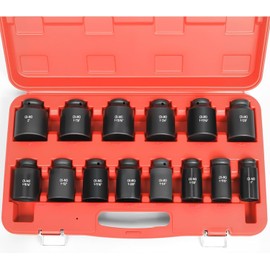 TONYNOL 3/4 Inch Drive Deep Impact Socket Set,6-Point,SAE Sizes(1“-2”),14 PCS,Cr-Mo Steel,Heavy Duty Impact Sockets for Automotive & Industrial Machinery,With a Storage Case