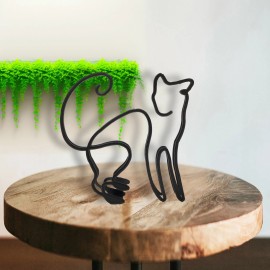 FixtureDisplays 4.7X4.8X0.4" Metal Cat Art Small Tabletop Wall Hanging Mount Abstract Sculpture
