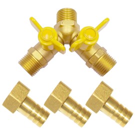 BesNPT Brass 3 Way Shut Off Valve 5/8" Hose Barb Fitting Y Shaped Ball Valve,Split Design Thread Connect 2 Switch Valve for Water Fuel Air