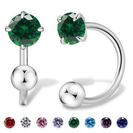 3mm Small Huggie Half Hoop Earrings for Women Men Girls Hypoallergenic Minimalist Tiny Cartilage Stud Earrings with Ball Screw Back Dainty 14k Gold Plated Colored CZ Earrings Gifts(green, Silver)