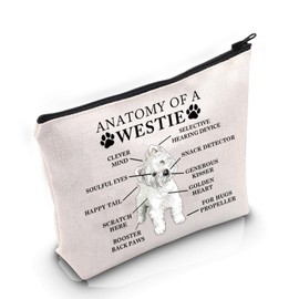 VAMSII West Highland White Terrier Lover Gift Anatomy of A Westie Makeup Bag Westie Mom Cosmetic Bag Westie Dog Merch (Anatomy of A Westie M C)