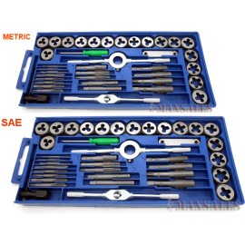 CAL/AJS/ATE 80PC Carbon Steel SAE & METRIC Tap and Die Set Adjustable Wrench T-Handle Case