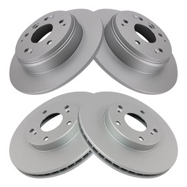 TRQ Front and Rear Brake Rotors Set Premium G-Coated Compatible with 2003-2011 Honda Element