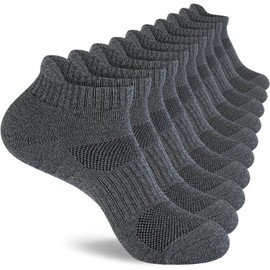 Monxiery Mens 100% Cotton Ankle Socks, Athletic Cushioned Performance Running Moisture Wicking Breathable socks