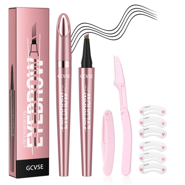 GCVSE Eyebrow Pencil, Rose Gold Microblading Eyebrow Pencil with 4