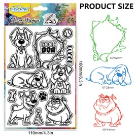 CHGCRAFT Cute Pet Dogs Funny Clear Stamp Transparent Handicraft Stamps for DIY Scrapbooking Photo Album Decorative Cards Making, Dog, 6.3x4.3inch