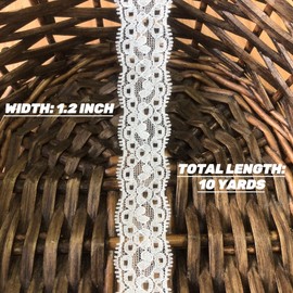 1.1 inch lace Trim, 10 Yards Long White lace Ribbon, Vintange Floral lace for Garment Sewing, Handcrafts, Gift Wrapping, Wedding Decoration (10 Yards 8209White)