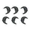 Zeckos Set of 6 Black Cast Iron Crescent Moon Face