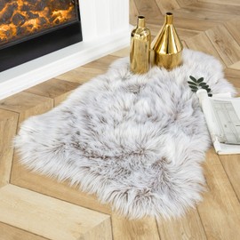 Ashler faux Sheepskin fur rug, Fluffy Shaggy Area Rug Ultra Soft 2 x 3 Feet, Frosted Bottom Beige Fuzzy, Machine Washable, Nursery Decor Throw Rugs for Bedroom, Living Room