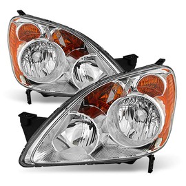 ACANII - For 2005-2006 Honda CRV CR-V [UK Built Models] Chrome Housing Headlights Headlamps Pair Driver + Passenger Side