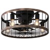 Ohniyou Flush Mount Caged Ceiling Fan with Lights Remote Control,