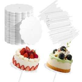 HAOPENGYOU HAOPENGYOU 200 Pcs Cake Pop Boards and 200 Pcs Paper Sticks - 2 Inch Round White Cardboard Bases with 4 Inch Lollipop Sticks for Cupcakes, Pastries, Desserts, Parties, Wedding