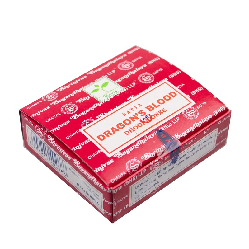 Satya Dragon's Blood Incense Dhoop Cones 12 Cones = 12
