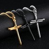 Goldenchen Fashion Jewelry Titanium Steel Nail Cross Charm Pendant Necklace
