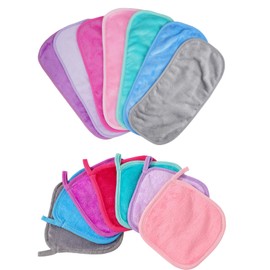 FHUIEWRY Makeup Remover Cloths 14 Pack Set, Reusable Microfiber Makeup Remover Pads Towels for All Skin Types, Face Cloths for Washing Face Soft Makeup Eraser Cloth for Women, 7 Colors