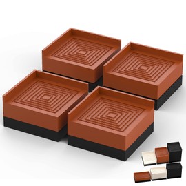 Furniture Risers, Tclouda Bed/Sofa/Desk/Table/Chair Leg/Fridge Lifts to 1.5, 3 and 4 in, Square Adjustable Risers Blocks for Extenders, Heavy Duty Supports Up to 1300 Lbs, 1.5 in-Brown-Square