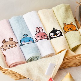 Soft touch Bamboo Yan character daycare towels 5 pieces, Bamboo ring towels 5 pieces_Whale embroidery Bamboo ring towels 5 pieces_Whale embroidery_Green Green / 소프트터치  뱀부얀 캐릭터 어린이집수건 5장, 밤부 고리수건 5장_고래자수밤부 고리수건 5장_고래자수_그린그린