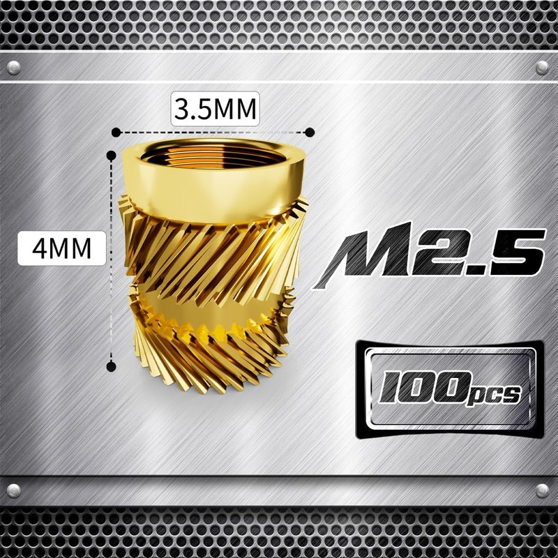 Ziamzra Threaded Insert M2.5 Melting Thread Pack of 100 Insertion