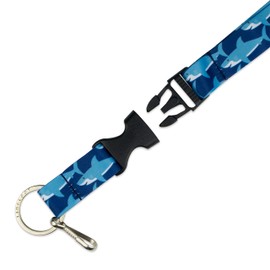 Limeloot Sharks Breakaway Lanyard for ID Badge, Keys, and Accessories - with Release Buckle and Flat Ring
