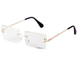 SORVINO Rimless Rectangle Sunglasses for Women Men Trendy Fashion Sheer Pink,Blue Tinted Lens Frameless Glasses